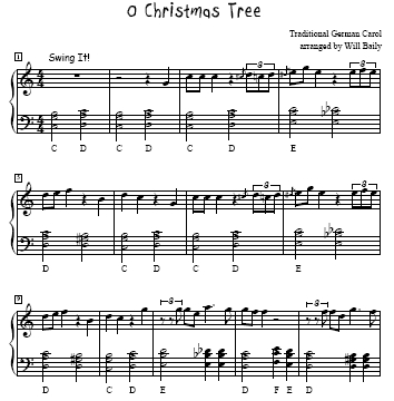 O Christmas Tree Sheet Music and Sound Files for Piano Students